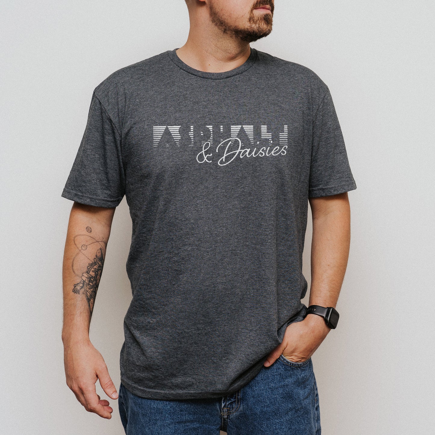 Asphalt & Daisies Striped Logo T-Shirt