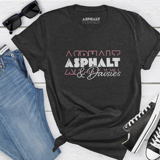 Asphalt & Daisies Distressed Pink Repeat T-shirt