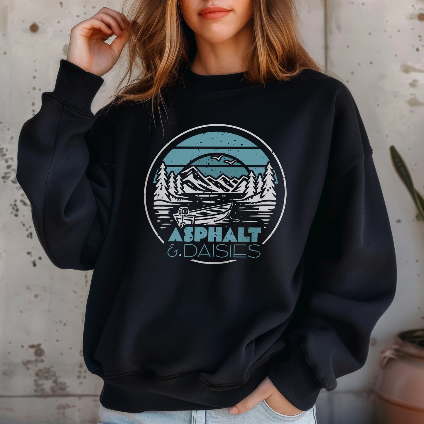 Asphalt & Daisies Lake Logo Ladies Sweatshirt